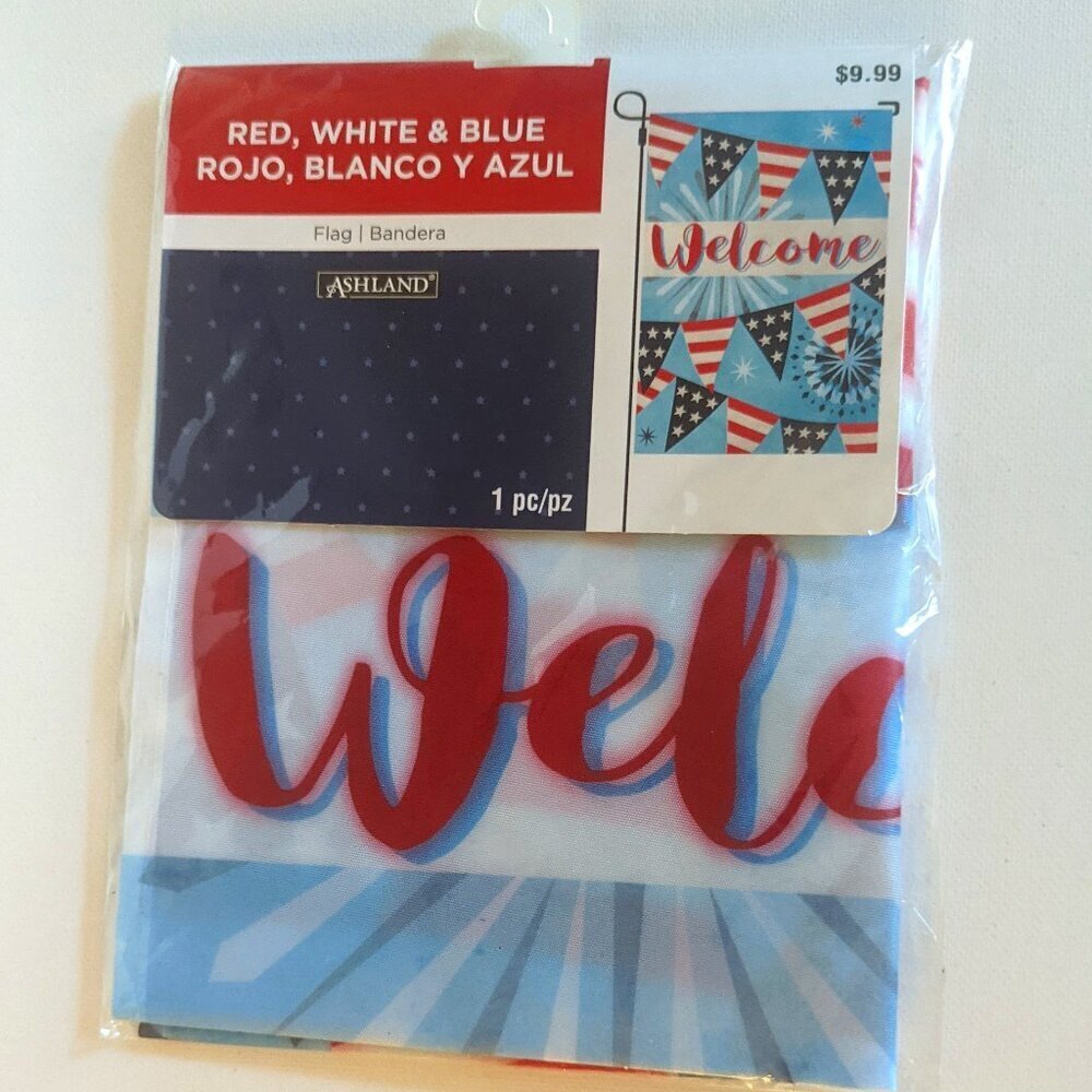 NWT 'Welcome' 4th of July Banner US Flag Fireworks Michael's Celebrate It Party